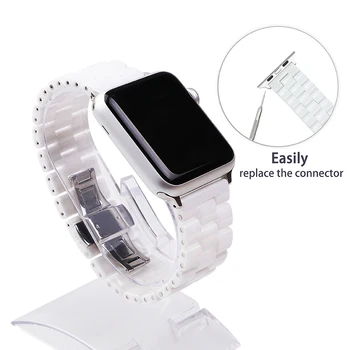 Keramični Watchband 44 mm za Apple Watch 38 mm 42mm Pametno Gledati Band Povezavo Trak Zapestnica Keramični Povezave Watchband za iWatch 40 mm