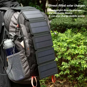 KERNUAP SunPower Zložljiva 10W Sončne Celice Polnilnik 5V 2.1 USB Izhod Naprave, Prenosni Solarni Paneli za Pametne telefone