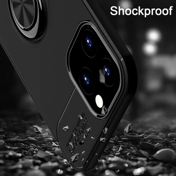 KEYSION Shockproof Primeru Za iPhone 12 Pro Max Mehki Silikonski Kovinski Obroč Stojalo Telefon nazaj kritje za iPhone 12 mini iP12 2020 Nova