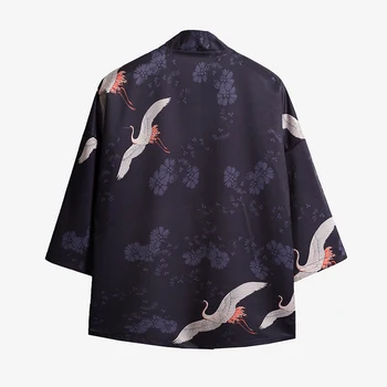 Kimono Plašč Haori Japonski Azije, Kitajska Oblačila za Moške Spolne Žerjav Yukata Retro Stranka Plus Velikost Tangsuit Svoboden Japonska Moda