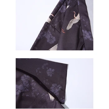 Kimono Plašč Haori Japonski Azije, Kitajska Oblačila za Moške Spolne Žerjav Yukata Retro Stranka Plus Velikost Tangsuit Svoboden Japonska Moda