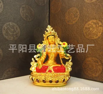 Kip bude/ Nepal proces 12 cm zelena tara Buda baker in zlato obarvani risanje Bela tara bodhisattva Buda