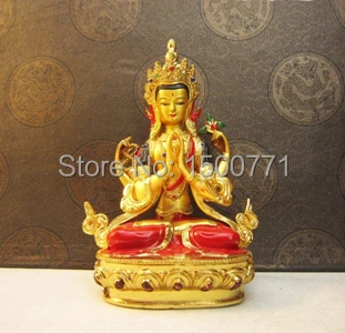 Kip bude/ Nepal proces 12 cm zelena tara Buda baker in zlato obarvani risanje Bela tara bodhisattva Buda