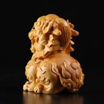 Kitajski Zmaj živali Kylin lesa pi xiu kiparstvo kip Nebesno soba dekoracijo srečni zmaj doma dekor dodatki