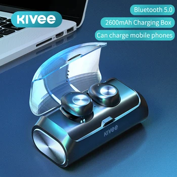 Kivee TW03 TWS Brezžične Slušalke Bluetooth 5.0 HD Stereo Slušalke Športne Glasbo, Slušalke Z Mikrofonom klic 2600mAh Baterija Polnjenje Box