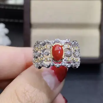 KJJEAXCMY fine nakit naravno rdeča korala 925 sterling srebro nove ženske gemstone obroč podporo test lepa