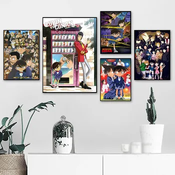 Klasični Risani Film Detective Conan Nordijska Slogu Anime Plakat Modularni Slikarstvo Na Platno Umetniško Delo Dnevna Soba Dekor