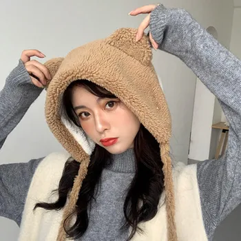 Klobuk srčkan nosi ušesa kosmat mehko dekle Baotou klobuk otrok, jeseni, pozimi korejska različica Japonski topla ušesa klobuk