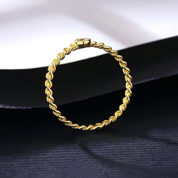 Knobspin 925 Sterling Srebro 2021 Nov Modni Zlati Twisted Visoko Vsebnostjo Ogljika Diamant Za Ženske Obroči Lep Slog Poročni Nakit