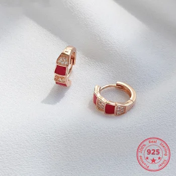 Koreja Nov Slog 925 Sterling Srebro Stud Uhan za Ženske Preprosta Modna Elegantna Rose Zlata Kača Kosti Uho Obroč, Nakit