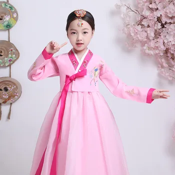 Koreja Tradicionalnih Hanbok Obleko za Otroke Stari Poročni Vezene Obleko Orient Etnične Fazi Ples Copaly Kostum Darilo 90