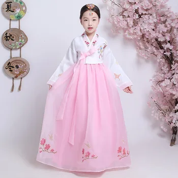 Koreja Tradicionalnih Hanbok Obleko za Otroke Stari Poročni Vezene Obleko Orient Etnične Fazi Ples Copaly Kostum Darilo 90