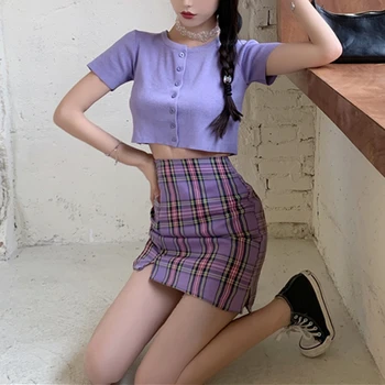 Korejski Barvne Kariran Krilo Ženske 2020 Študent Elegantna Kratka Krila Fashion Sexy Mini Krila Pomlad Poletje Ženska Krila