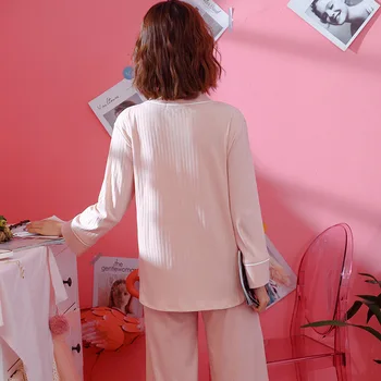 Korejski Pajama Ženske Zimske Dolg Rokav CottonWide Noge Hlače Svoboden Bombaž Domov Oblačila Pižamo Nastavite Ženske Pižame
