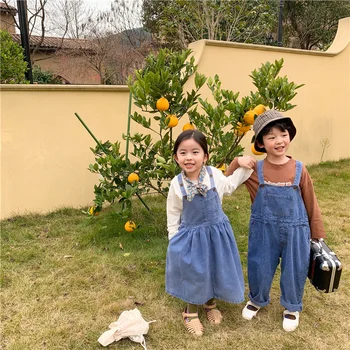 Korejski slog 2021 Pomlad otroci, dekleta, priložnostne denim splošno obleko 2-7Y moda za fante izgubijo vse-tekmo denim kombinezon, otroci, oblačila,