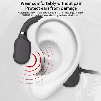 Kostno Prevodnost Slušalke Brezžične Slušalke Bluetooth 5.0 Nepremočljiva Udobno Nositi Uho Brsti Lahka Teža Športne Slušalke