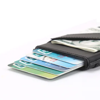 Kovinski Moških Imetnika Kartice RFID Aluminijeve Zlitine Imetnik Kreditne Kartice PU Usnje Denarnice Antitheft Moške Denarnice Samodejno Pop Up Card Primeru