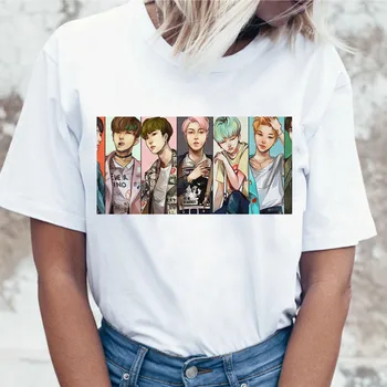 Kpop T Shirt JIN SUGA J UPAM, da Ženske JIMIN V JUNGKOOK Vrh Tshirt za K pop korejski Tees Smešno Grafični Ženska T-shirt K-pop
