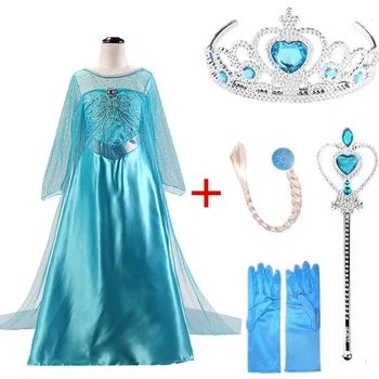 Kraljica Krono Sklop Zamrznjene Ana Elsa Stranka Obleko Cosplay Obleka Princess Elsa Obleko Otroci Obleke Rojstni Dan, Božič Obleko