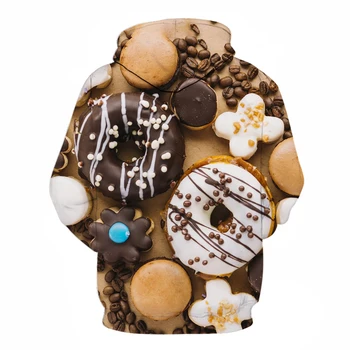 Krofe/Macaron/chocolate/sladica 3D Tiskanih Moški pulover s kapuco Harajuku Ulične Jeseni Hooded Majica Vrhnja Priložnostne Trenirke