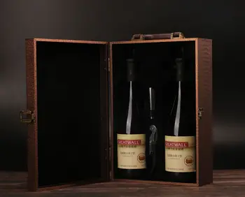 Krokodil dvojno rdeče vino usnje polje rdeče vino v darilni škatli prenosni usnje rdeče vino polje