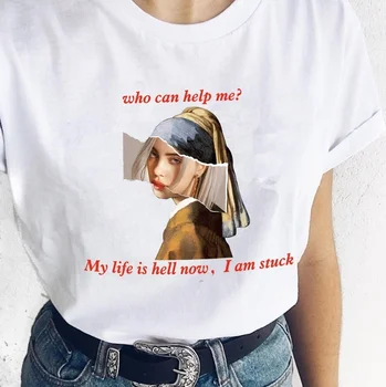 Kuakuayu HJN Kdo Mi Lahko Pomaga Memes Majica jaz sem Zaljubljen v Peklu Smešno T Shirt Dekle z Biserne Uhane Johannes Vermeer Majica s kratkimi rokavi