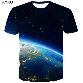 KYKU Galaxy majica s kratkimi rokavi Moški Zemlji Anime Obleko Prostor Shirt Tiskanje Vesolje Tshirts Priložnostne Kratek Rokav poletje Nove Ulične O-Vratu