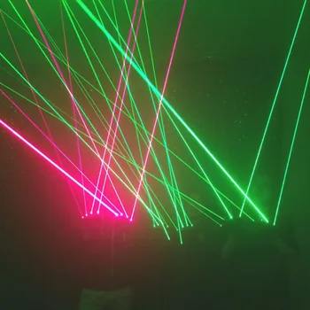 LAIDEYI Novo 1Pcs Rdečo, Zeleno Lasersko Rokavice Dancing Stage Show Light S 4 kos Laserji in LED Palm Luč za DJ Klub/Stranka/Palice