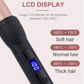 Lase Erlenmajerico Lase LED LCD Prikazovalnik Temperature Lase Crimper Lase Orodja Curl Bar 100-240v (Dvojno napetostjo)