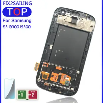 LCD Zaslon Za SAMSUNG Galaxy S3 Nov LCD Zaslon Montaža z Okvirjem Za Samsung S3 i9300 i9300i i9301 i9308i i9301i