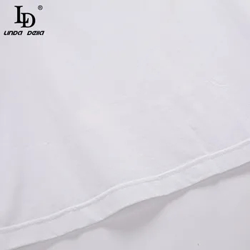 LD LINDA DELLA Oblikovalec Jeseni Elegantni Beli Vrhovi Ženske brez Rokavov Razkošno Sequins O-Vratu Priložnostne T-shirt