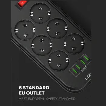 LDNIO EU Plug 3.4 4 USB Električno Vtičnico Smart Razširitev Moč Trakovi Adapterjem 6 Vtičnico Prenapetostna Zaščita Stikalo za Dom
