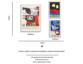 Le Corbusier Razstava Plakat 1954 Francoski Muzej Umetnosti Tiskanja Cubism Slog Sredine Stoletja Moderne Stenske Umetnosti Platno Slikarstvo Dekor