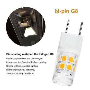 LED G8 Žarnice, G8 GY8.6 Bi-pin Znanja LED, Ne Zatemniti T4 G8 Base Bi-pin Xenon JCD Tip LED 120V (5-Pack-gnome) (G8 3W Topla Bela)