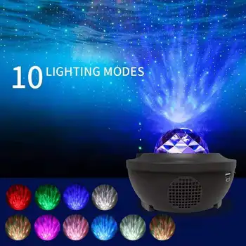 LED Galaxy Projektor Ocean Val LED Nočna Lučka Predvajalnik Glasbe Oddaljeno Zvezdo Obračanje Noč Svetlobe Luminaria Za otrok Spalnica Lučka