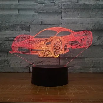 LED Kul Športni Avto Oblike 3D Noč Svetlobe USB, se Dotaknite Gumba Avto namizne Svetilke 7 Barv Spreminja Vzdušje luç Darila Dekor