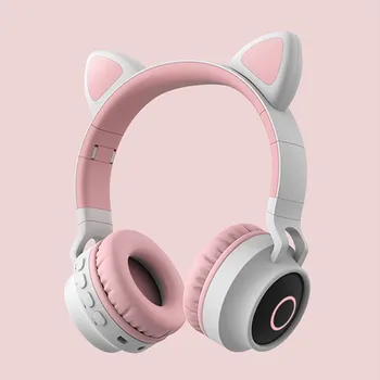 Led Luči Mačje Uho Slušalke Brezžične Bluetooth 5.0 Slušalko In Prenosno Zložljivo Otroci Slušalke Z Mikrofonom