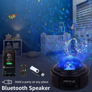 LED Ocean Val Projektorjem Star Projektor Noč Svetlobe Galaxy Zvezdnato Nočno Svetilko Z Glasbo Bluetooth Zvočniki Daljinski upravljalnik