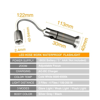 LED Prilagodljiva Svetilka Magnet Teleskopsko Zoom Baklo Multi-funkcijo Zunanja Svetilka, Polnilne Luči 18650 Baterijo EU NAS AC Vtič
