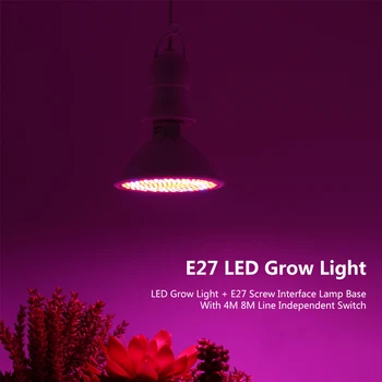 LED Rastlin Raste Žarnice E27 Celoten Spekter Raste Lučka 290 Led 200 Led Rastejo Bučke + 4M 8M Preklop Linije za emisije Toplogrednih Rastlin