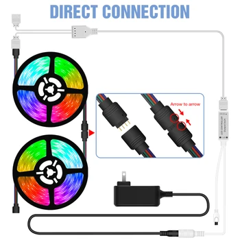 LED RGB Trak Svetlobe Adapter 5050 SMD Prilagodljiv Trak USB DC12V Trak Diod Vodotesen Daljinski upravljalnik RGB 5M 10 M 15M 20M Stopnice Dekor