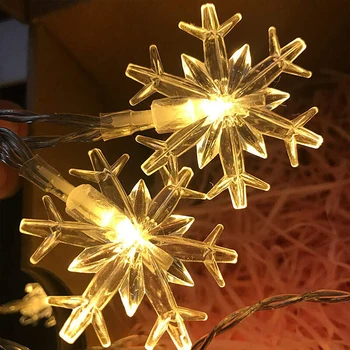 LED Snežinka Luči Niz EU NAS Plug Božično Drevo Pravljice Venci Baterije Zavesa svetlobe na Prostem za Stranke novoletni dekor