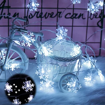 LED Snežinka Luči Niz EU NAS Plug Božično Drevo Pravljice Venci Baterije Zavesa svetlobe na Prostem za Stranke novoletni dekor