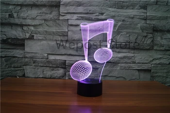 LED Sodobne Glasbene Opomba Noč Lahka 3D Lučka glasbeni Iluzijo Luminaria Postelji Svetilko 7colors spreminjanje Glasbe, Razpoloženje Lučka za Osvetlitev