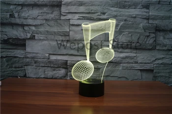 LED Sodobne Glasbene Opomba Noč Lahka 3D Lučka glasbeni Iluzijo Luminaria Postelji Svetilko 7colors spreminjanje Glasbe, Razpoloženje Lučka za Osvetlitev