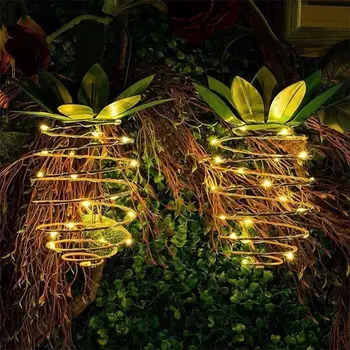 LED Sončne Prostem Vrt Nepremočljiva Ananas Obliki Sončne svetlobe na Prostem Stenska Svetilka Pravljice Nočne Luči Železne Žice Umetnosti Doma Dekor