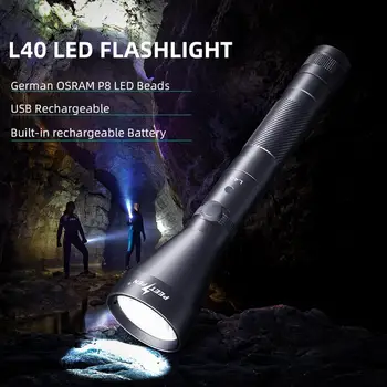 LED Svetilka 1200 Visoke Lumnov USB Polnjenje Baklo 18650 Baterijo Nepremočljiva Luč za Kampiranje na Prostem