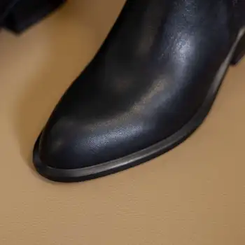 Lenkisen pletenje čevlji naravnega usnja mozaik pravo usnje krog toe med peto zdrsne na vsakdanje obrabe zvezdnik gleženj škornji L30