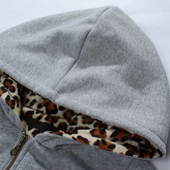 Leopard Hoodies Ženska Pozimi Plus Velikost Suknji Debele Trdna Silm Oblačila Za Ženske Vzročno Zima Dolga Majica Ženske Plašč