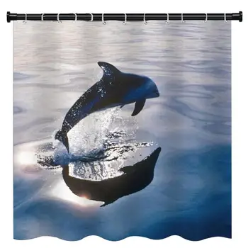Lep Dolphin Vzorec Kopalnica Dekorativni Tuš Zavesa Lepa Ocean Pokrajino Doma Kopel Dodatki